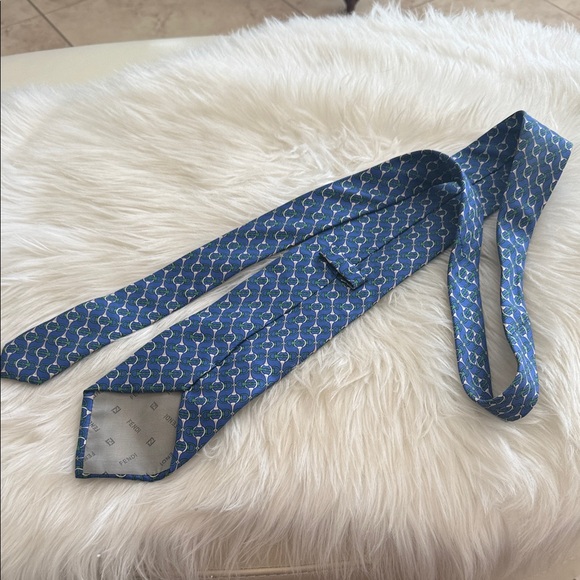 Fendi Vintage Blue Patterned Men's Silk Tie